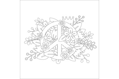 Coloring page design with peace symbol