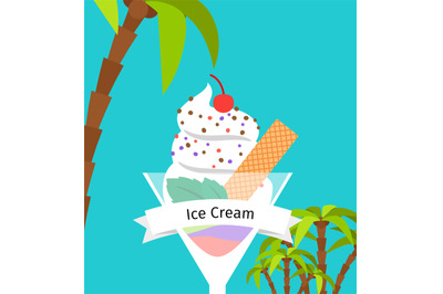 Ice cream poster with palms