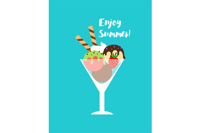 Enjoy summer poster with ice cream