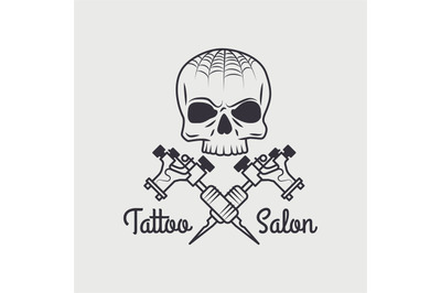 Retro tattooing shop emblem with skull