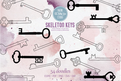 Skeleton Keys | Hand Drawn Victorian Heart Door Lock