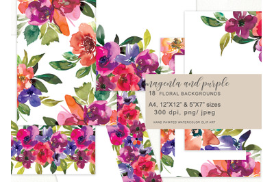 Watercolor Flowers Background Collection