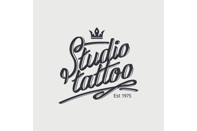 Studio tattoo retro logo with crown