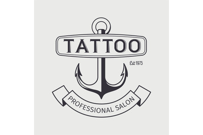 Tattoo salon logo template with anchor