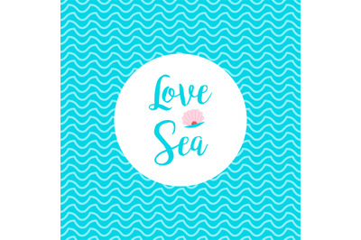 Love sea card with waves pattern