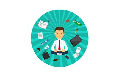 Office man meditation circle icon