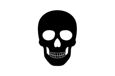 Black skull isolated on white background for pirate or halloween party