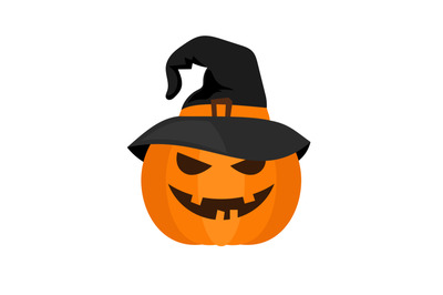 Halloween pumpkin with witch hat vector