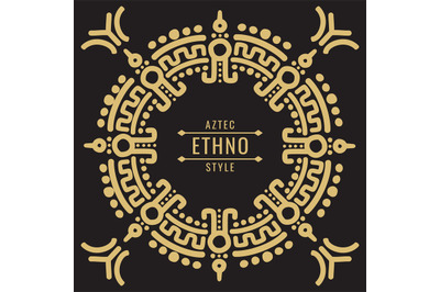 Gold mexican tribal frame design - ethno atzec