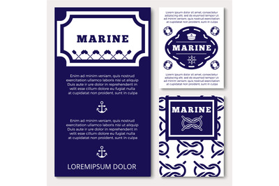 Marine banners or flyers design with sea elements