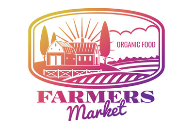 Bright farmer market label or emblem