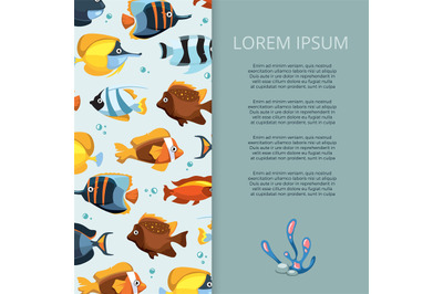 Cartoon bright aquarium fish banner design