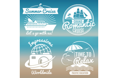 White vintage vacation logo set - summer travel