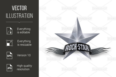 Silver star with Rock Star banner