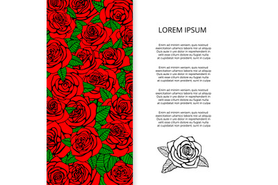 Red roses and leaves banner design