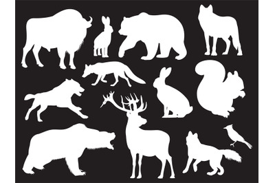 Wild animals silhouettes set