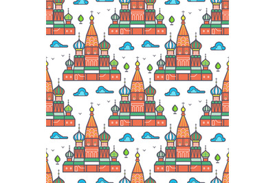 Famous Moscow cathedrale seamless pattern design