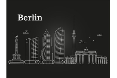 Germany Berlin line vector landscape, city panoramic houses