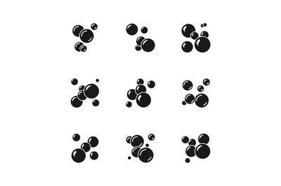 Soap bubble vector black icons isolated