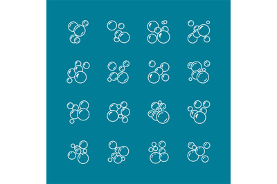 Bubbly symbols. Soap foam bubbles vector icons