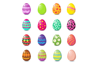 Cartoon happy easter cute eggs vector set