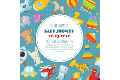 Baby shower, born celebration vector background or invitation card wit