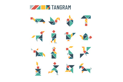 Chinese puzzle shapes cutting intellectual kids game - tangram origami