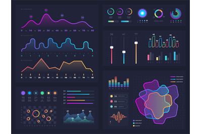 Technology graphics and diagram with options and workflow charts. Vect