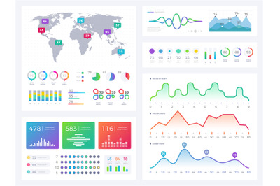 Business infographic elements, flowing graphics, stock market reports