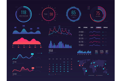 Intelligent technology hud vector interface. Network management data s