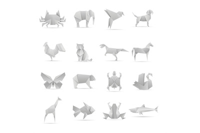 Asian creative origami animals vector collection