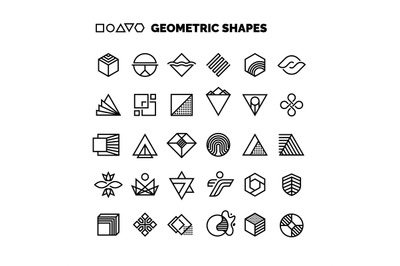 Universal black and white geometric vector shapes isolated for graphic