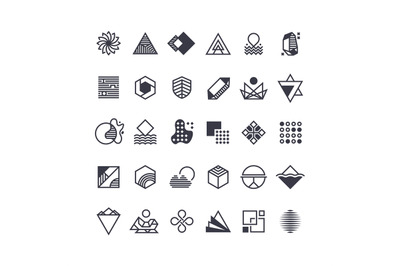 Vector geometric shapes and symbols. Geometrical logos vector set