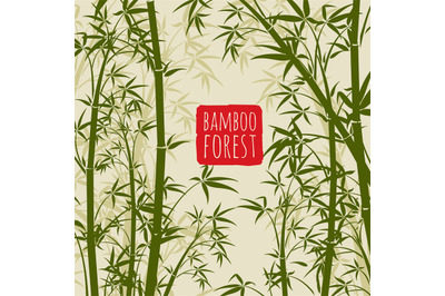Bamboo rain forest vector wallpaper in japanese and chinese art style