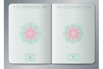 Paper passport open blank pages vector template