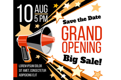 Grand opening ceremonial vector concept with megaphone