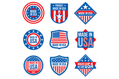 Made in the usa vector labels. American manufacturing stickers