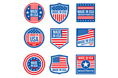 Vintage made in the usa vector badges. American patriotic icons