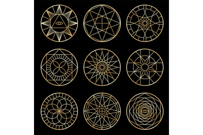 Esoteric geometric pentagrams. Spiritual sacred mystical vector symbol