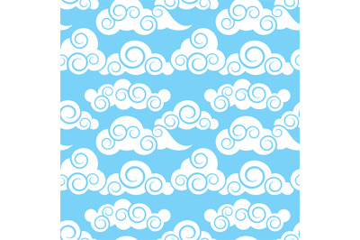 Clouds in japanese and chinese style vector seamless decorative patter