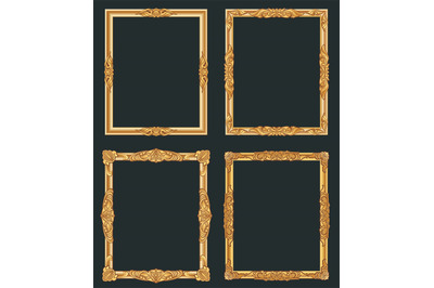 Decorative vintage golden vector frames. Old shiny luxury gold borders