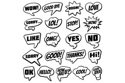 Vintage speech bubble with internet chat dialog words comic vector col