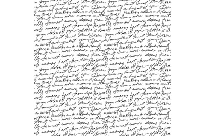 Black handwritten text on white vector repetition background. Poetry t
