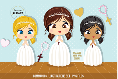 First Communion graphics, Communion girl illustrations