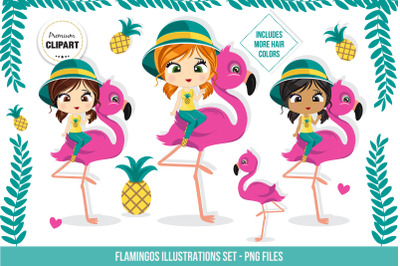 Flamingo graphics, Summer illustrations