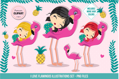 Summer graphics, Flamingo illustrations