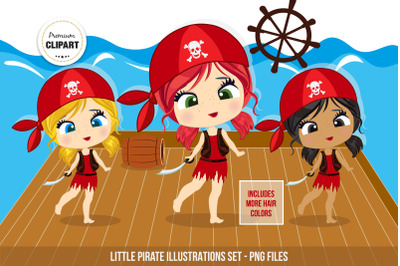 Pirate clipart, Pirate girl illustrations