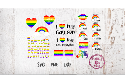 Gay Pride Bundle, Ally, Proud Mom, Rainbow States, Rainbow Swatch Flag
