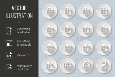 Time intervals - set of flat icons