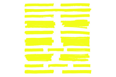 Hand drawn yellow highlight marker lines. Highlighter strokes isolated